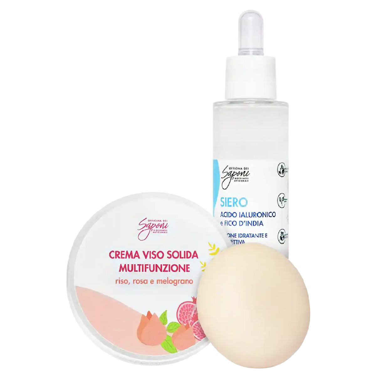 Kit Siero viso Azione Idratante e Protettiva + Crema Viso Solida Multifunzione