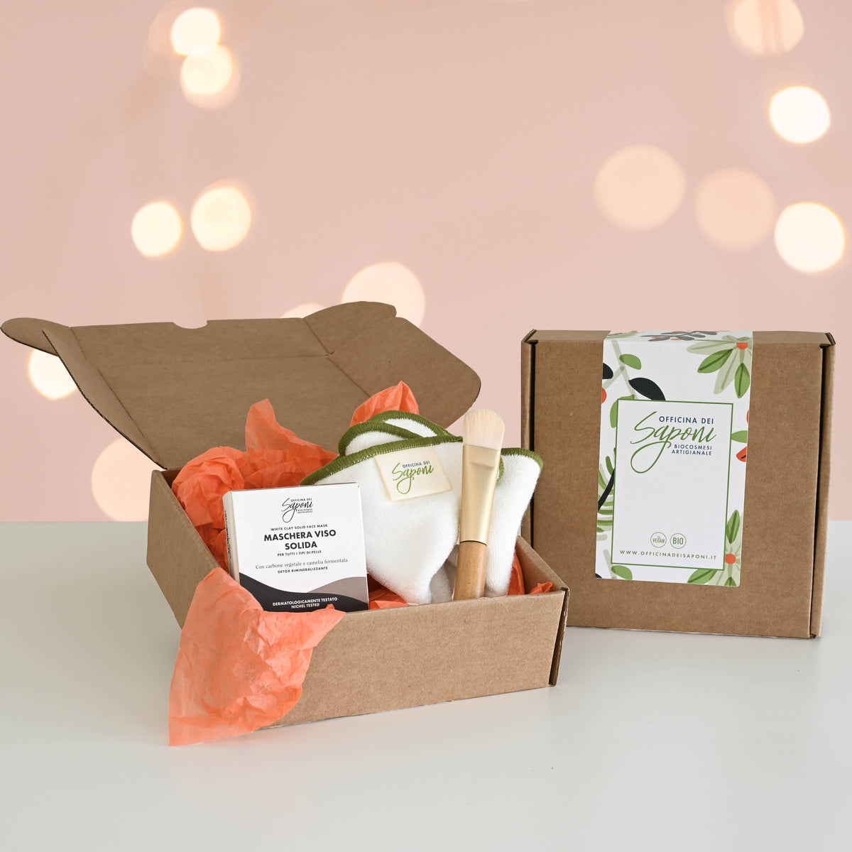 Green Box: Mascherina viso solida + pennello + panno struccante