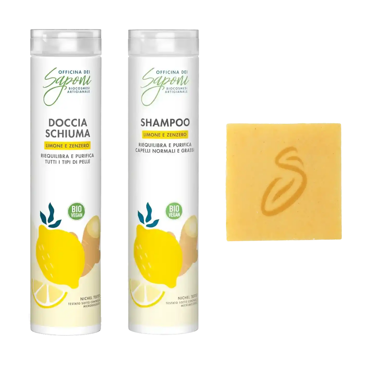 Kit Puliti Fuori e Belli Dentro shampoo zenzero+doccia + sapone